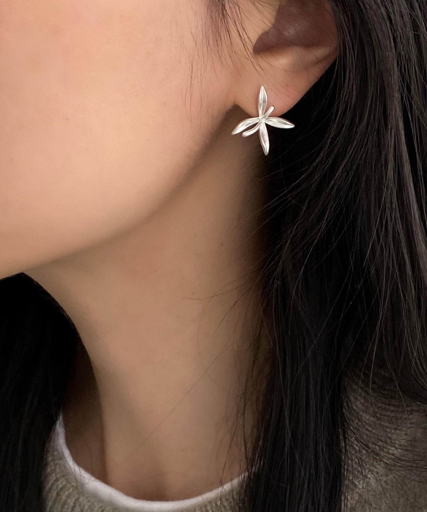 Brief White Alloy Cocklebur Stud Earrings