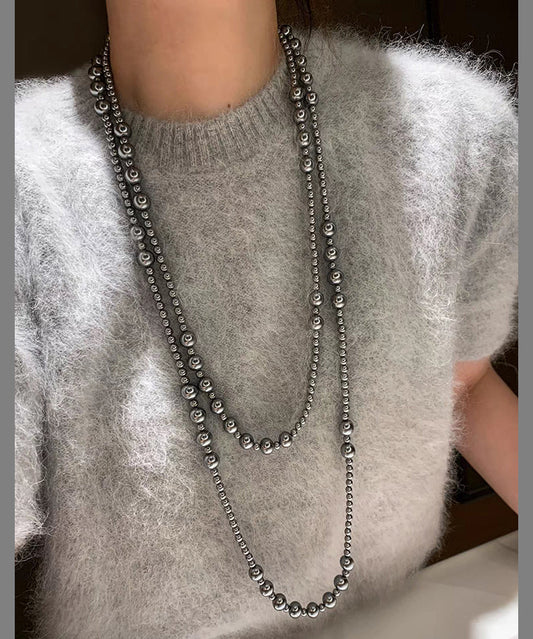 Brief White Alloy Layered Pearl Beading Sweaters Gratuated Bead Necklace