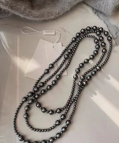 Brief White Alloy Layered Pearl Beading Sweaters Gratuated Bead Necklace