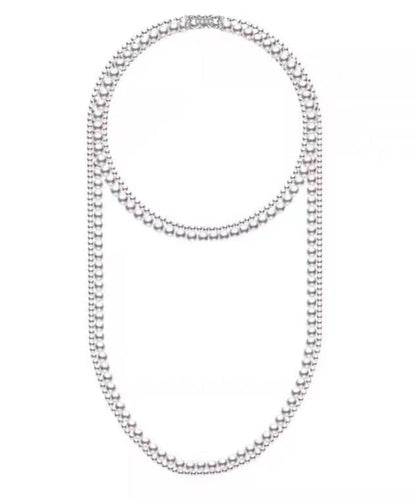 Kurze weiße handgefertigte Perlenkette mit Perlenbesatz