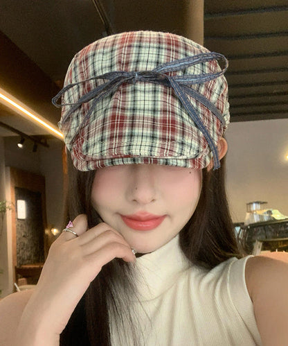 Britischer Stil, Schleife, rot kariert, vielseitiger Breton-Hut