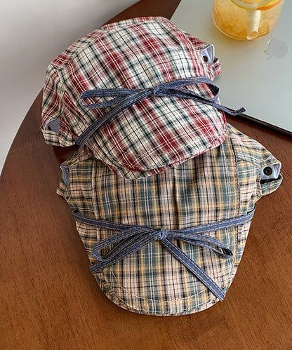 Britischer Stil, Schleife, rot kariert, vielseitiger Breton-Hut