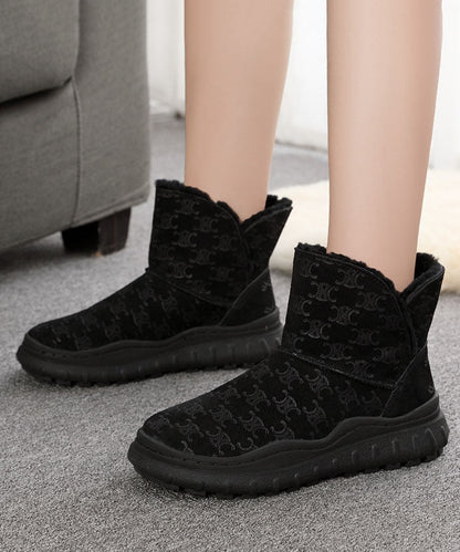 Braune Stiefel Dicke warme Fleece-Rindsleder-Leder-elegante Stiefeletten