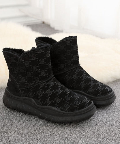 Braune Stiefel Dicke warme Fleece-Rindsleder-Leder-elegante Stiefeletten
