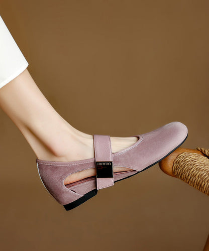 Brown Buckle Strap Splicing Suede Women Wedge Shoes