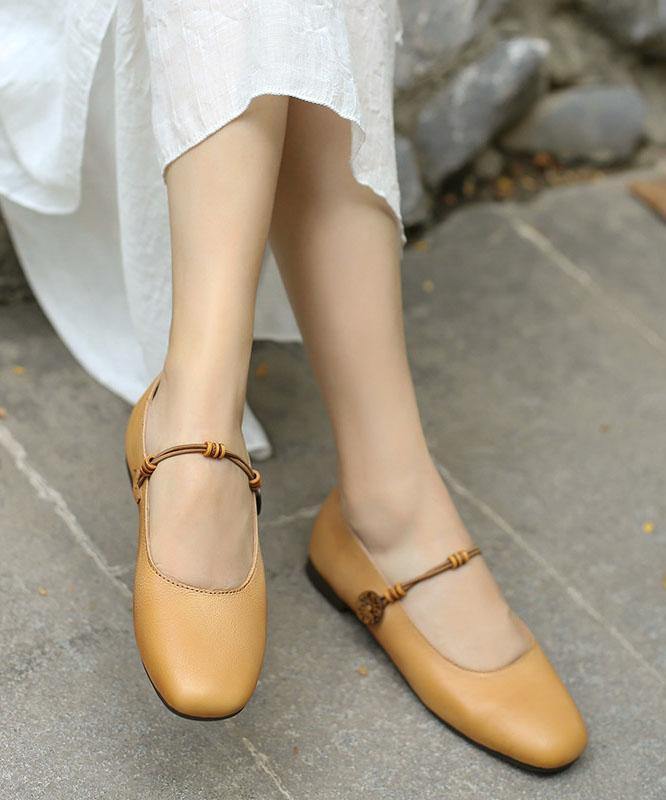 Brown Loafers For Women Genuine Leather Chic Lace Up Loafers - SooLinen