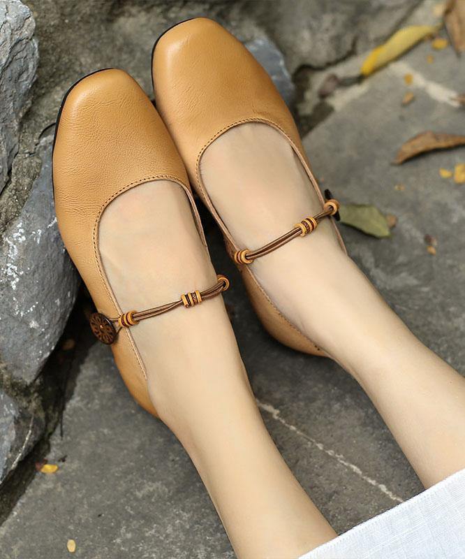 Brown Loafers For Women Genuine Leather Chic Lace Up Loafers - SooLinen