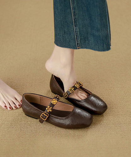 Brown Penny Loafers Faux Leather Casual Splicing Buckle Strap