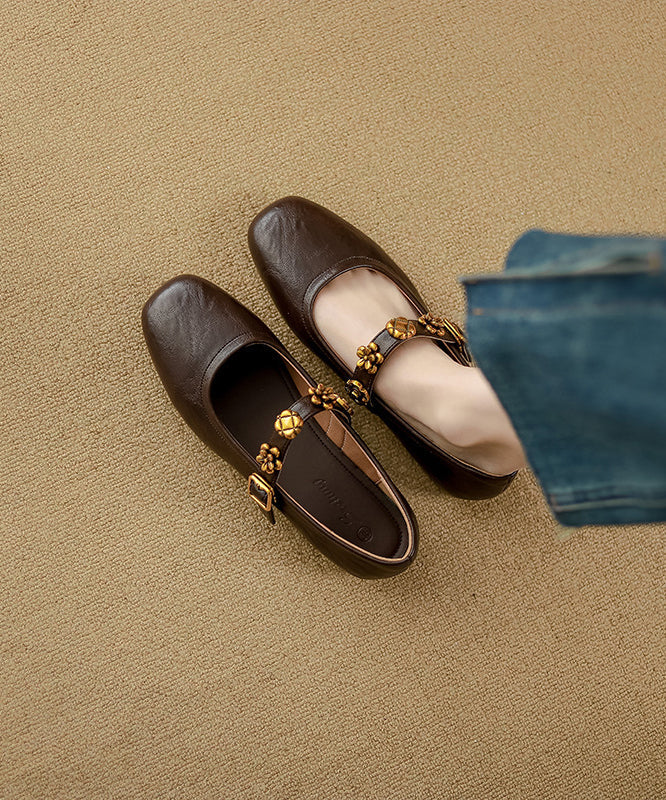 Brown Penny Loafers Faux Leather Casual Splicing Buckle Strap