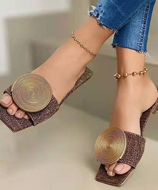 Braun Slide Sandalen Frauen Faux Leder Boutique Spleißen Pailletten