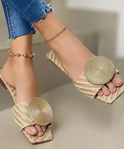 Braun Slide Sandalen Frauen Faux Leder Boutique Spleißen Pailletten