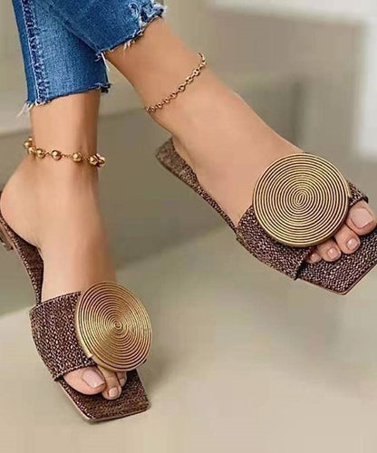 Braun Slide Sandalen Frauen Faux Leder Boutique Spleißen Pailletten