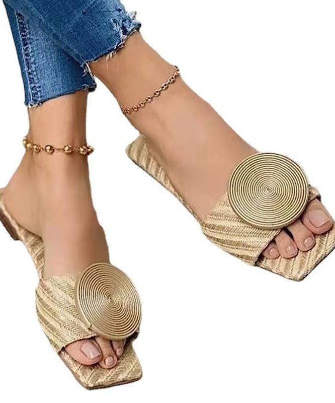 Braun Slide Sandalen Frauen Faux Leder Boutique Spleißen Pailletten