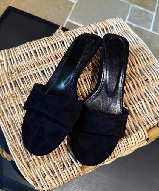 Brown Wedge Suede Casual Splicing Slide Sandals Peep Toe