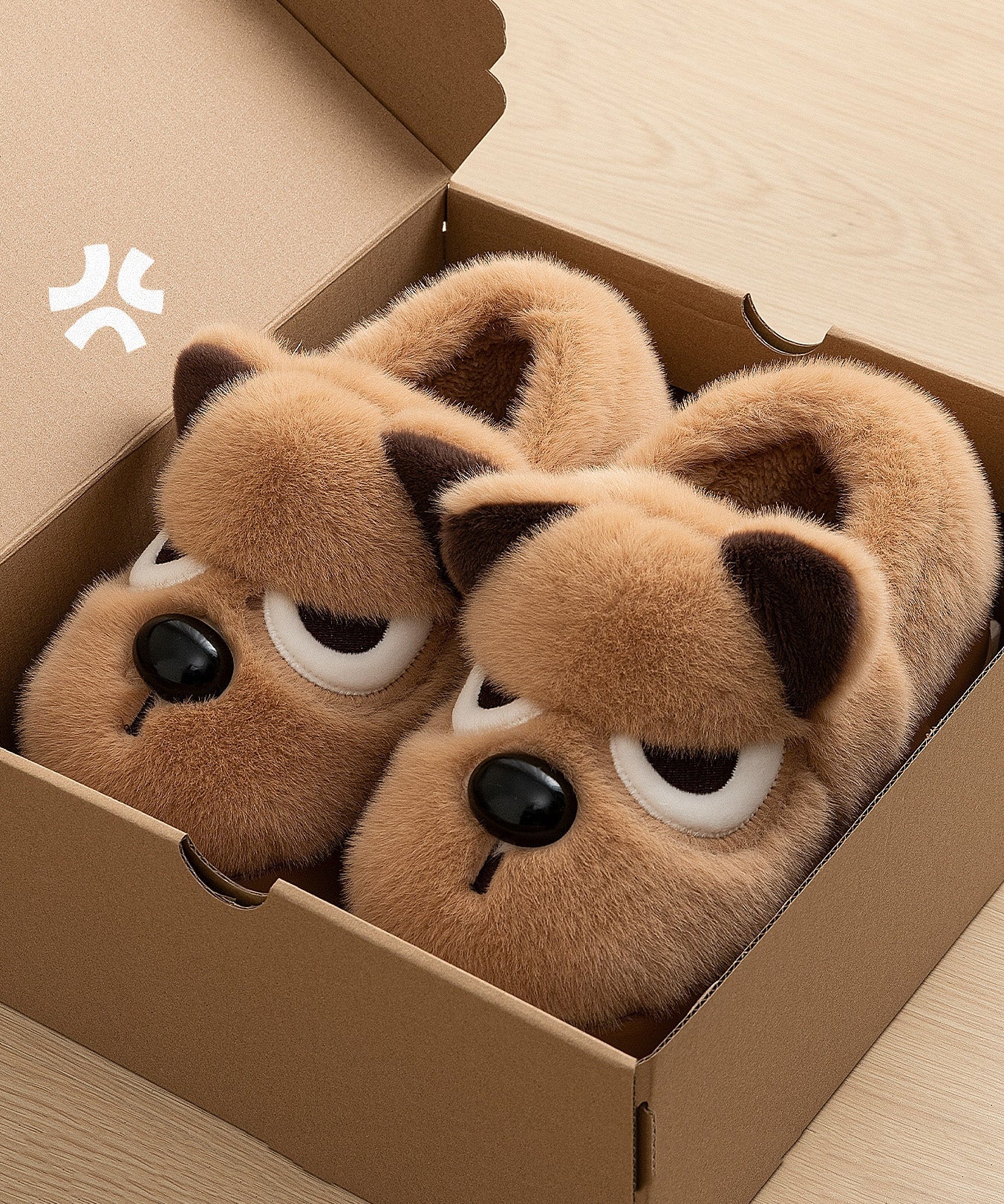 Brown Women Splicing Cartoon Fuzzy Fur Flat Feet Shoes