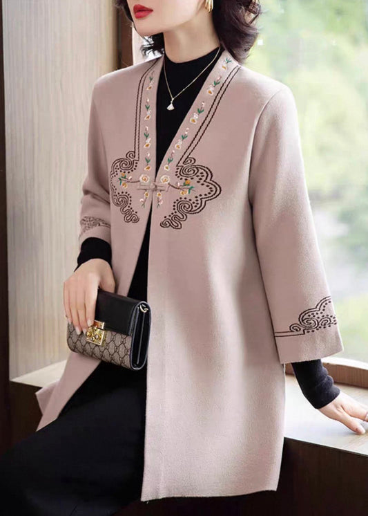 Camel Print Button Woolen Cardigans Spring