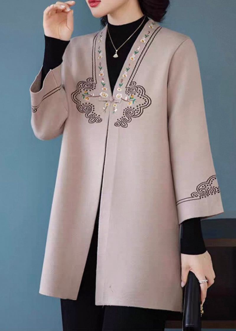 Camel Print Button Woolen Cardigans Spring