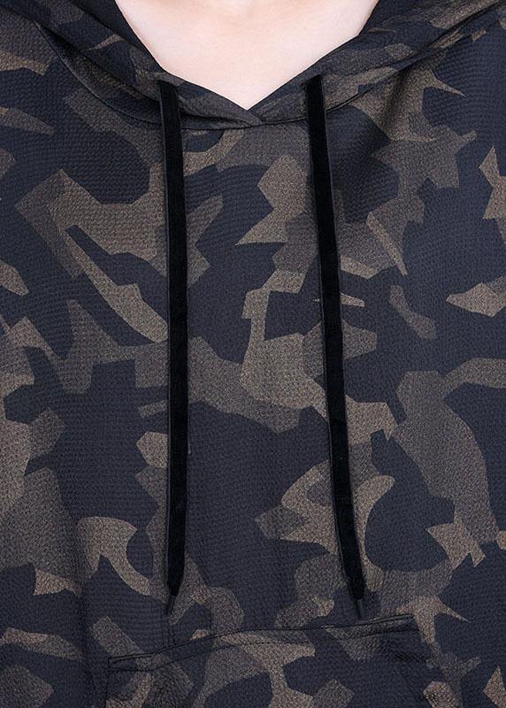 Camouflage Hooded Print Casual Summer Silk Long Dresses - SooLinen