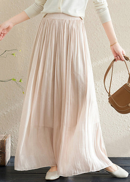 Casual Apricot Wrinkled Chiffon Solid Wide Leg Pants