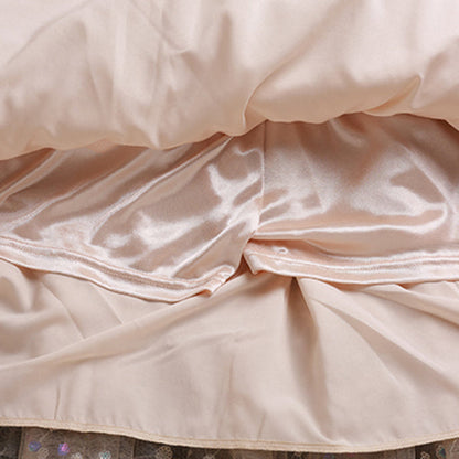 Casual Beige Sequins tulle Elastic Waist Skirts Summer