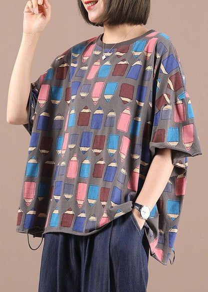 Casual Black Cotton O-Neck Print Summer Half Sleeve - SooLinen