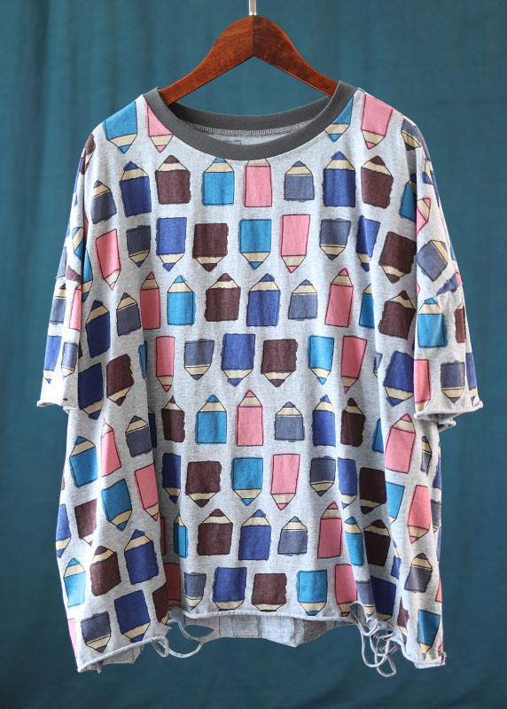 Casual Black Cotton O-Neck Print Summer Half Sleeve - SooLinen