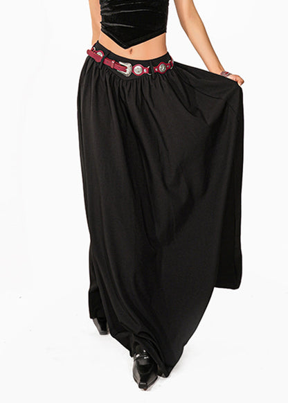 Casual Black Elastic Waist A Line Skirt