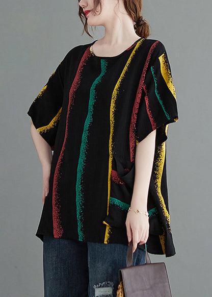 Lässiges schwarzes Tanktop mit Rundhalsausschnitt und großen Taschen