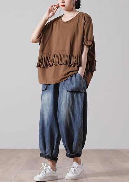 Casual Black O-Neck Cotton T Shirt Short Sleeve Summer - SooLinen