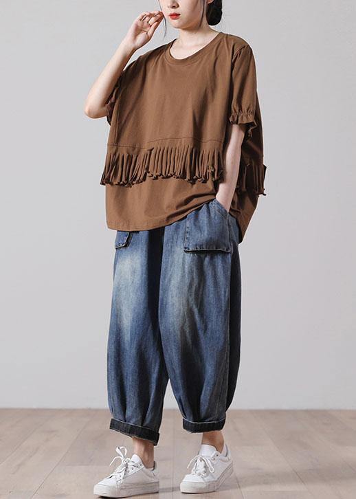 Casual Black O-Neck Cotton T Shirt Short Sleeve Summer - SooLinen