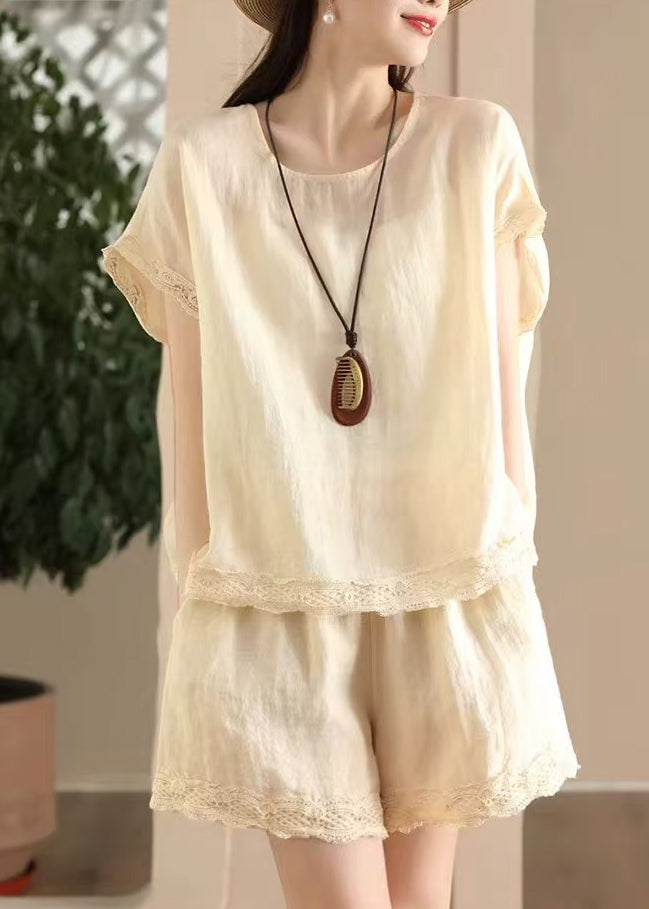 Casual Black O Neck Patchwork Cotton Women Sets 2 Pieces Summer