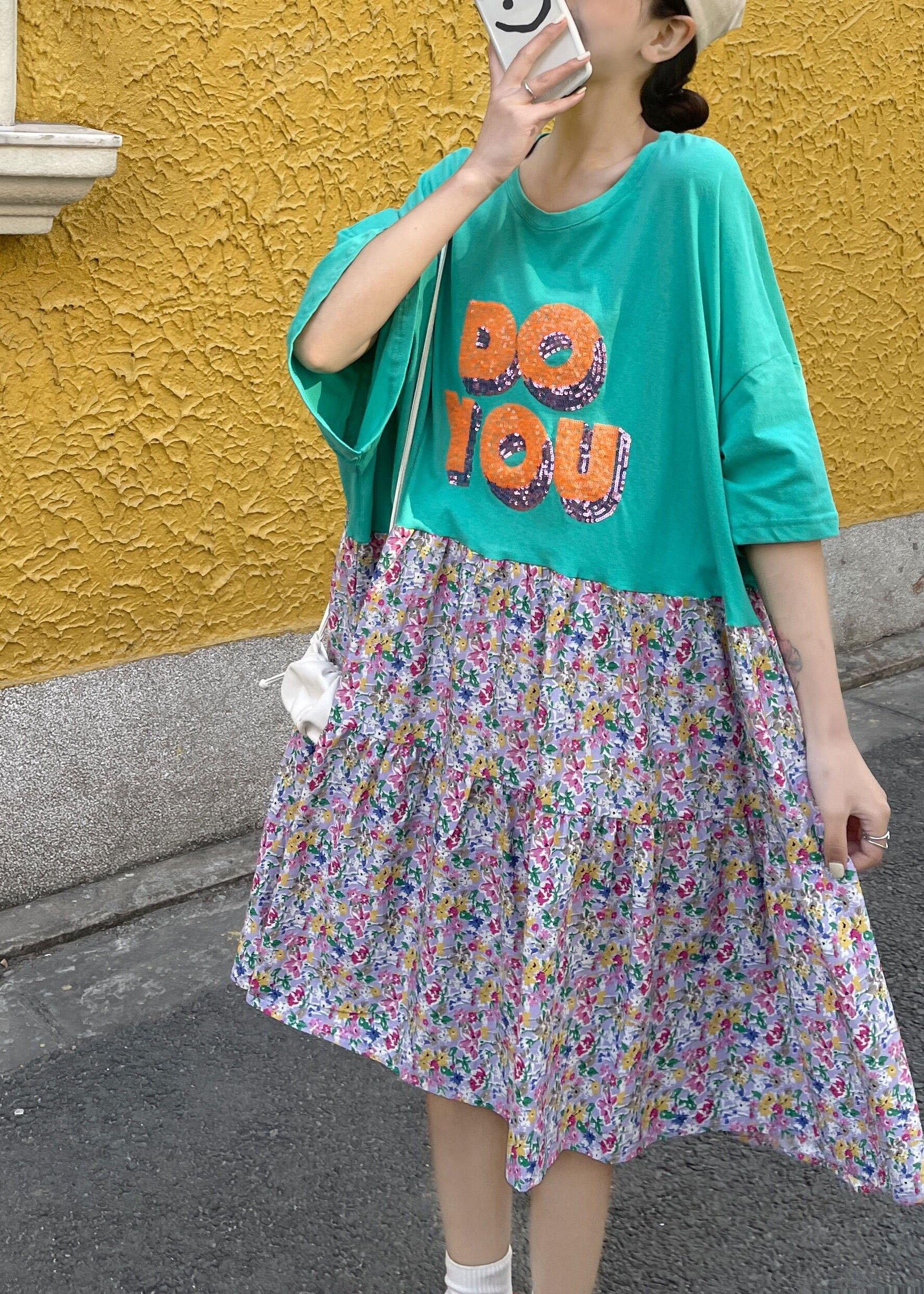 Casual Black O-Neck Patchwork Summer Half Sleeve Dresses - SooLinen