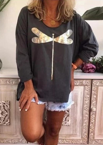 Casual Black O Neck Print Cotton Sweatshirts Long Sleeve