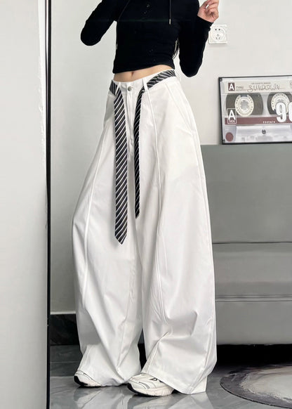 Casual Black Oversized Cotton Wide Leg Pants Trousers Spring