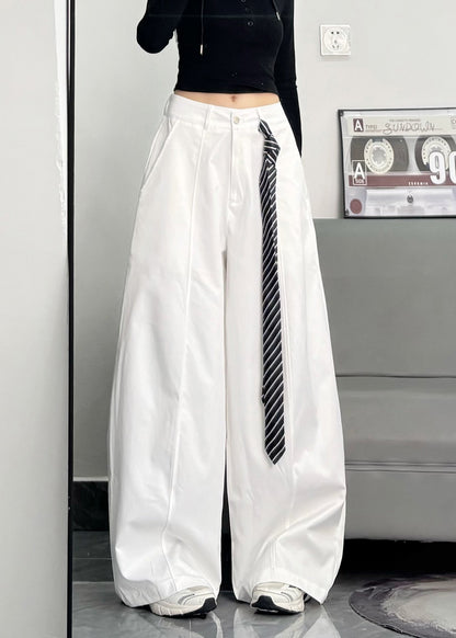 Casual Black Oversized Cotton Wide Leg Pants Trousers Spring