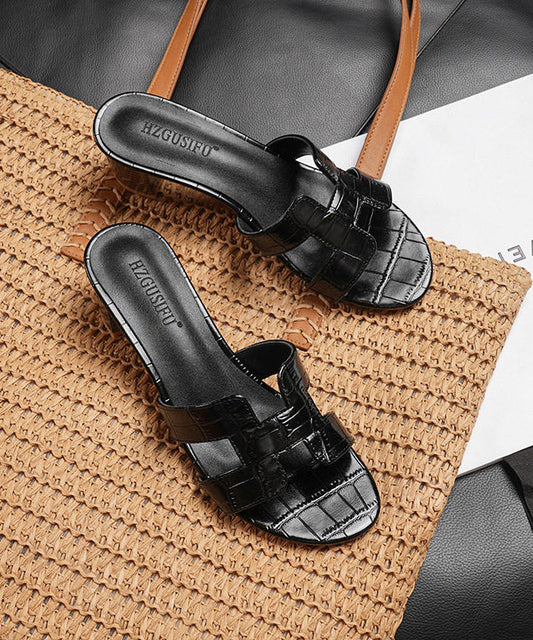 Casual Black Peep Toe Chunky Flip Flops