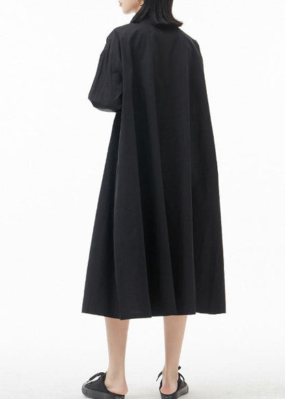 Casual Schwarz Stehkragen Spitze Patchwork hemd Kleid Frühling