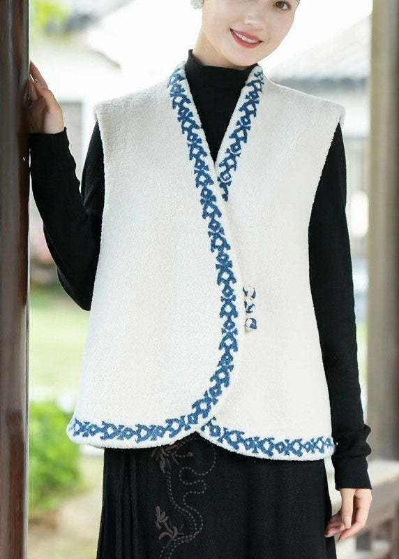 Lässige schwarze V-Ausschnitt dicke Teddy Faux Pelz Weste Tops Winter