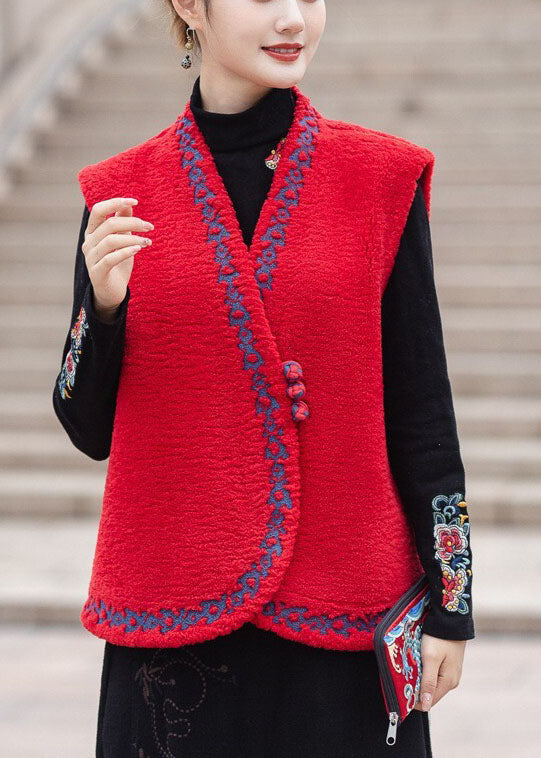 Lässige schwarze V-Ausschnitt dicke Teddy Faux Pelz Weste Tops Winter