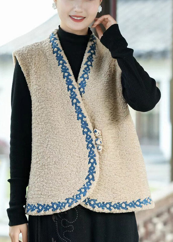 Lässige schwarze V-Ausschnitt dicke Teddy Faux Pelz Weste Tops Winter