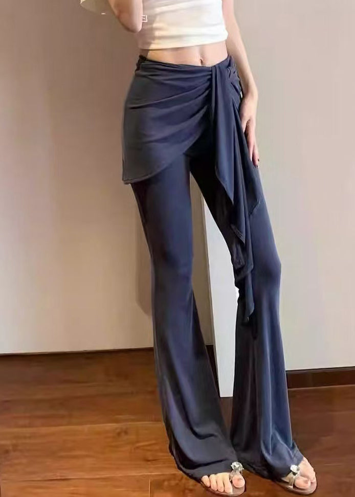 Lässige blaue Leggings mit gerafftem Po und angedeutetem Schlag, zweiteilig