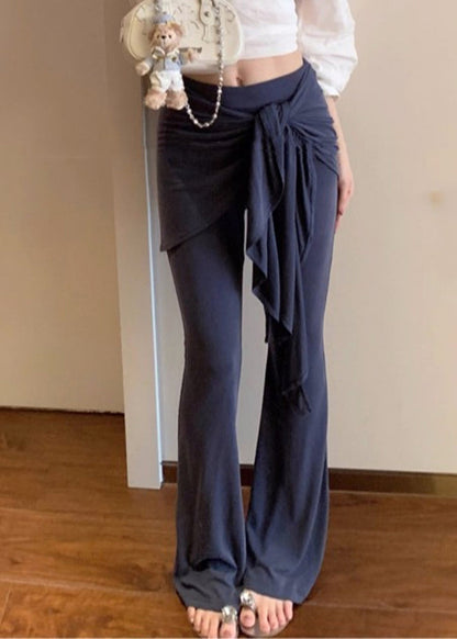 Lässige blaue Leggings mit gerafftem Po und angedeutetem Schlag, zweiteilig