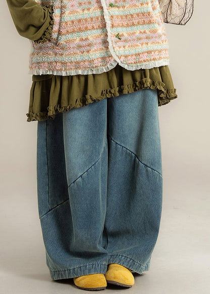 Vaqueros casuales de pierna ancha con bolsillos azules