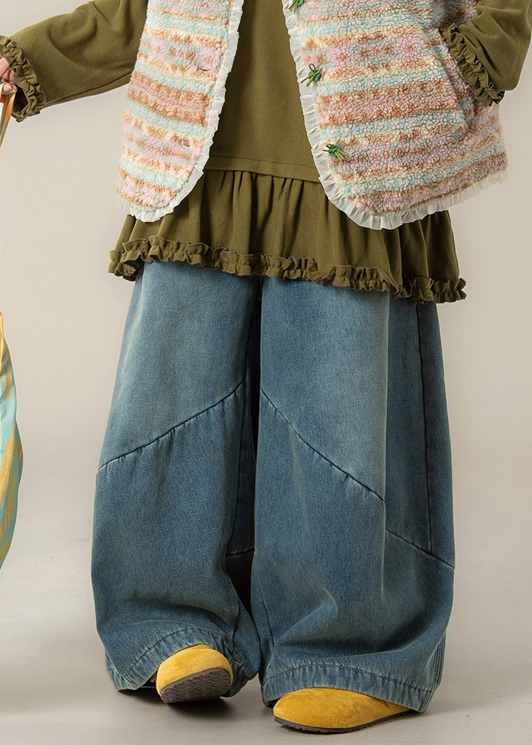 Vaqueros casuales de pierna ancha con bolsillos azules