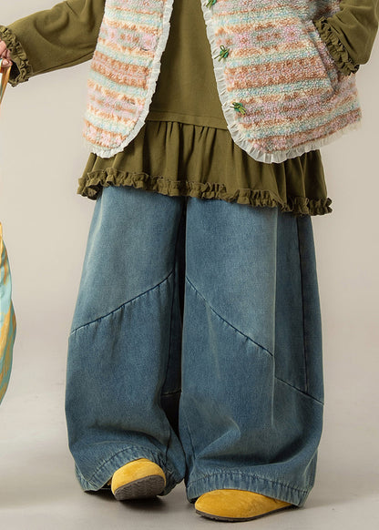 Vaqueros casuales de pierna ancha con bolsillos azules