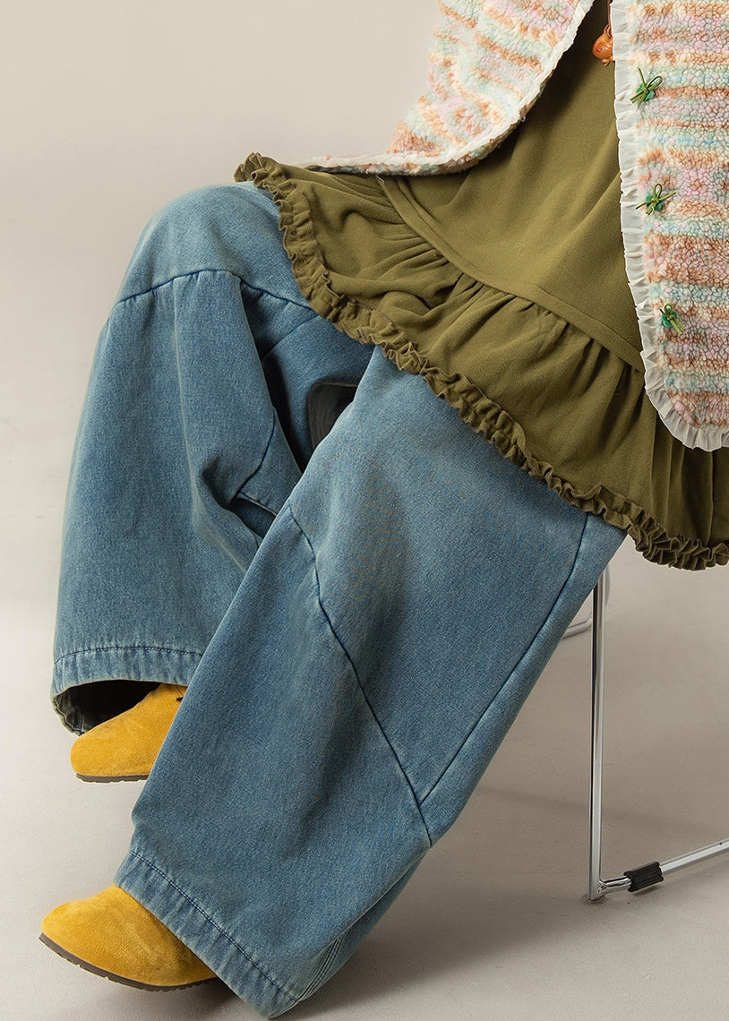 Vaqueros casuales de pierna ancha con bolsillos azules