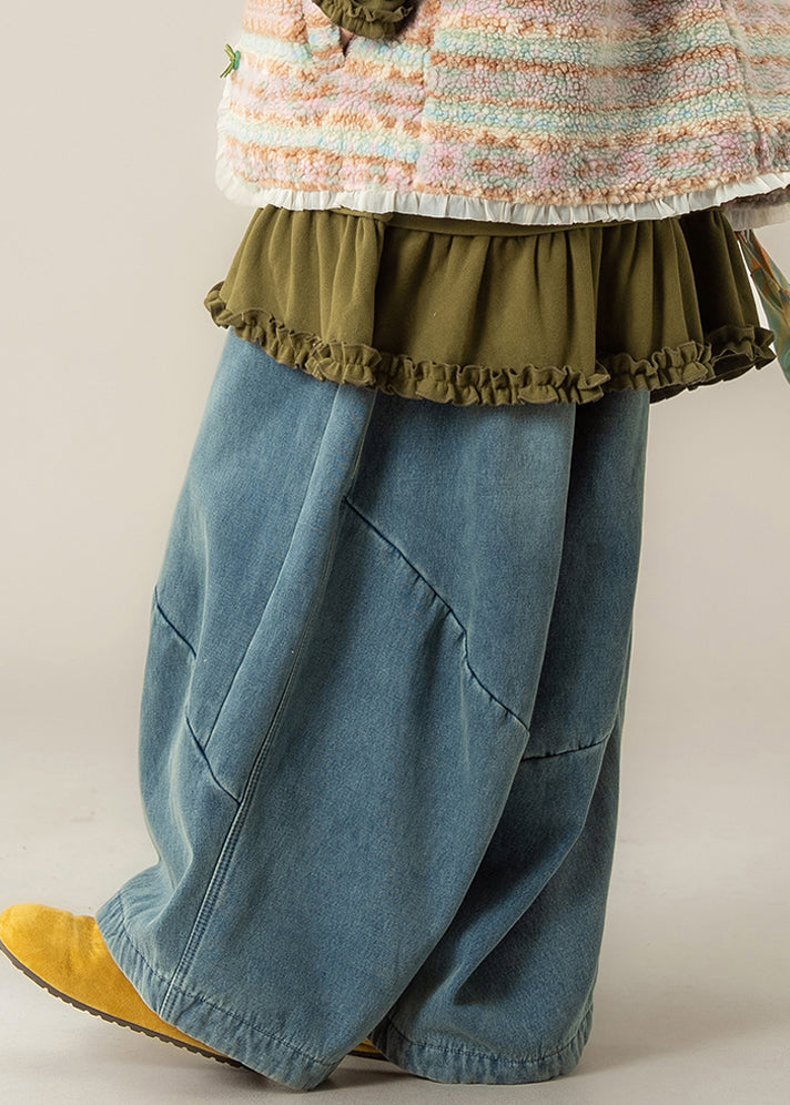 Vaqueros casuales de pierna ancha con bolsillos azules