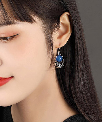 Lässige Creolen aus blauem Achat aus Sterlingsilber