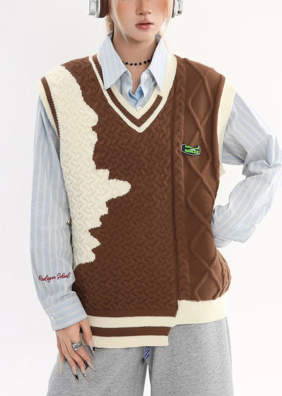 Suéter de punto cálido asimétrico marrón informal para invierno