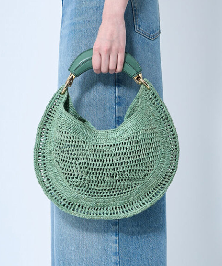 Bolso de mano informal de piel sintética con forma redonda y hueco en marrón